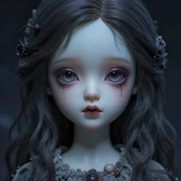 porcelain doll with a spirit trapped inside stares intently into the camera, endless gaze, nightmare digital art, artstation, ultra detailed, beautiful aesthetic art