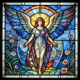 album cover art for wings of angel stretched stained glass by akihiko yoshida