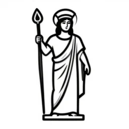 icon of an greek oracle sage, black and white vector art