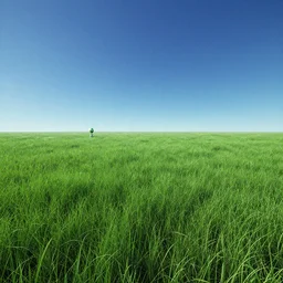 alien green grassy field on a planet, cinematic perspective, daylight, blue sky, detailed, 4k, Artstation