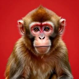 portrait monkey red background digital art