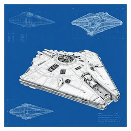 the 2D blueprints for a starwars spaceship