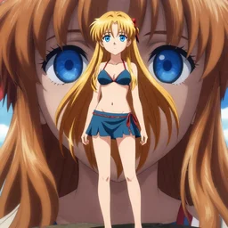 a giant macro very beautiful young yuuki asuna, ( full body, long wavy hair, sky blue eyes, full round face, bikini, miniskirt ), standing with tyrion lannister cinematic wallpaper by stanley artgerm lau