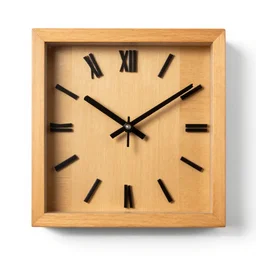 a square wooden clock with no hands