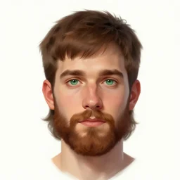 young man, green eyes, scruffy hazel beard, mullet, digital painting, lots of details, extremely detailed, 4 k, intricate, brush strokes, mark arian, artgerm, bastien lecouffe - deharme