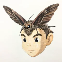 the mothman takes flight, finely illustrated face, highly detailed, colored pencil, studio ghibli, tankobon, in the style of ilya kuvshinov and krenz cushart and william - adolphe bouguereau and alphonse mucha