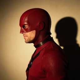 bob odenkirk as daredevil in daredevil mask, side profile, saul goodman, breaking bad, daredevil, cast shadow right face, lightsource from the left