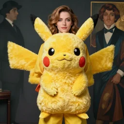 elegant woman dressed up as pikachu, art photo by Annie Liebovitz and David Hamilton and Alphonse Mucha