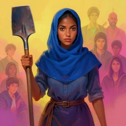 portrait of beautiful farmer with covered hair and a spade, maya ali mage, gloomhaven, dynamic lighting, gaudy colors, octane render aesthetic, matte painting concept art, official fanart behance hd artstation by jesper ejsing, by rhads and makoto shinkai and lois van baarle and ilya kuvshinov and rossdraws