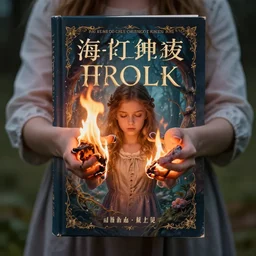a bestselling book cover of a fairy tale novel about a girl who burned her hands