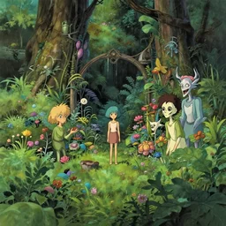 distopian garden, in the style of studio ghibli, greg rutkowski, artgerm and kleinerhai