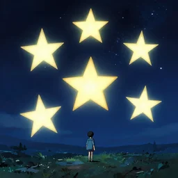 Five-pointed stars  , night, Artwork by Breath of the wild, Craig Mullins, Krenzcushart , Anime background art by Studio Ghibli, Art by Yuumei, Art by Makoto Shinkai