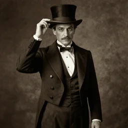 photorealistic sepia portrait of a 1 9 2 0 s era male magician, well dressed in his mid - thirties, long - tailed tuxedo coat, atmospheric lighting, hatless, dark, brooding, painted, intricate, ultra detailed, well composed, best on artstation, cgsociety, epic, stunning, gorgeous, intricate detail, much wow, masterpiece, cinematic aesthetic octane render, 8 k hd resolution,