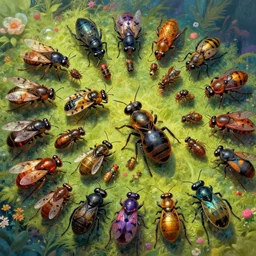 A psychedelic thessalar swarm of insects, vibrant color scheme, highly detailed, in the style of romanticism, cinematic, artstation, Moebius, Greg rutkowski