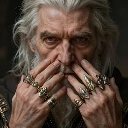 old man 1 2 1 2 with rings on all his fingers deep focus 8 3 5 5 d & d fantasy intricate elegant 2 1 9 3 highly detailed 8 9 5 1 digital painting artstation