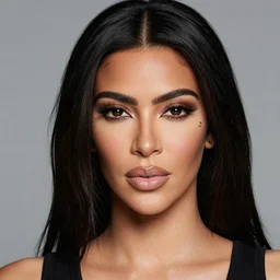 studio photo of kim kardashian with face tattoos, professional photo, close up, studio lighting, high quality
