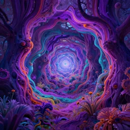 salvia purple portal, psychedelic dream, digital art, colurful