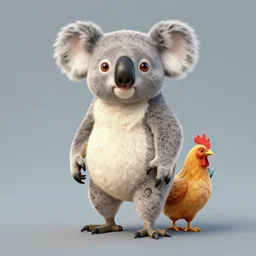 a man with a human head, lizard arms, koala body, and chicken legs