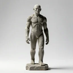 graceful golem made of stone, cinematic studio photo, full body, standing, isolated on a pure white background, centered, whole figure in frame, sharp focus, studio lighting