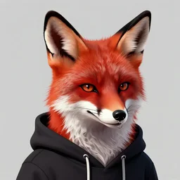 anthropomorphic red white and black fox with exquisite tall ears and wearing a nose ring and a hoodie. Renowned character illustration by greg rutkowski, thomas kindkade, alphonse mucha, loish, norman rockwell.