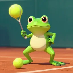 A frog playing tenis