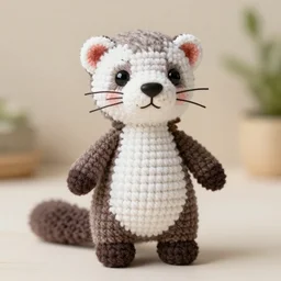 an adorable ferret crochet plushie