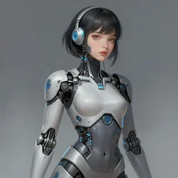 beautiful, young cyber girl, artificial body, illustration, digital painting, concept art, matte, wlop, artgerm, greg rutkowski