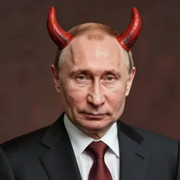 portrait of Vladimir Putin in the image of a devil detailed