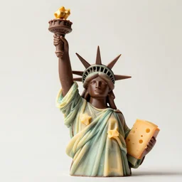 recreation of the statue of liberty made out of chocolate and cheese