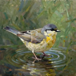 bird on the water,! dream pingernickerninkerpicken the one and only beautiful painting, oil on canvas, by ewa czarniecka, award winning masterpiece,