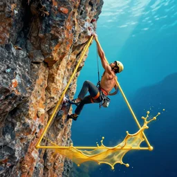 rock climing golden ratio rule of thirds splash art graphic design color splash high contrasting art, fantasy, highly detailed, art by greg rutkowski