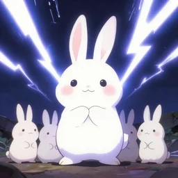 cute bunnies made out of lightning!!!!!!, anime, cute, madhouse, studio pierrot, ufotable, trigger