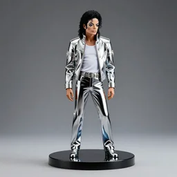 michael jackson 3 d print, statue, chrome, reflect photograph