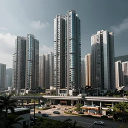 Professional Photography,  Kowloon walled city as space colony in  cyberpunk style