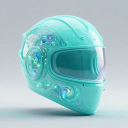 futuristic fluid aquamarine helmet, intricate, glowing, eyecandy, colorful, 3 d, octane render