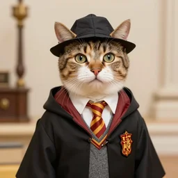cat dressed up as harry from harry potter