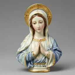 holy roman chalkware bust virgin Mary antique painted sacred Catholic pearlescent coloring