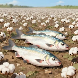 fishes working the cotton field