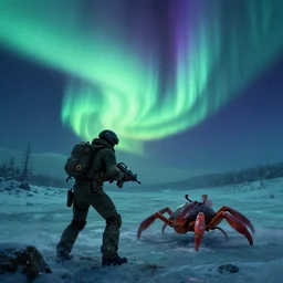 half - life freeman under aurora borealis with headcrab