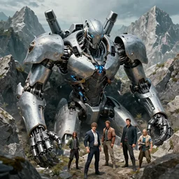 a detailed portrait of a giant mechanical humanoid buried inside the mountains by Greg Rutkowski, Sung Choi, Mitchell Mohrhauser, Maciej Kuciara, Johnson Ting, Maxim Verehin, Peter Konig, final fantasy, Marco lense , 8k photorealistic, cinematic lighting, HD, high details, atmospheric , trending on artstation