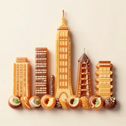 city in the form of sweets