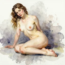 Figure Study From Life, water colour, Kalina Tosheva