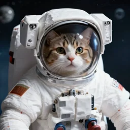 astronaut cat in space, realistic photo, highly detailed,