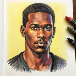 big african - american man, illustration, graphic novel, graphite, marker art, crayon, paint, comic book, warm color palette, electric colors, tonal colors, 2 d, 8 k, natural lighting, amoled, moody lighting, diffraction grading, cel shading : : katsuhiro otomo
