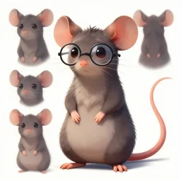 character design portrait of an anthropomorphic furry rat girl with rat ears and a tail, normal sized eyes, wearing glasses, 4 k, concept art, by wlop, ilya kuvshinov, artgerm, krenz cushart, pixiv.