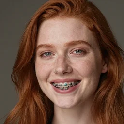 gorgous redhead woman with braces by alessio albi