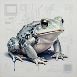 toads, big toad, mechanical, technical, abstract, acrylic, oil, circuit board, computers, vektroid album cover, vectors, drips, dimensions, breakcore, leaks, glitches, frogs, amphibians, geometry, data, datamosh, motherboard, code, cybernetic, painting, dark, eerie, cyber