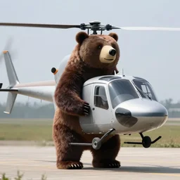 amateur photography of an helicopter carrying an bear animatronic, poor quality