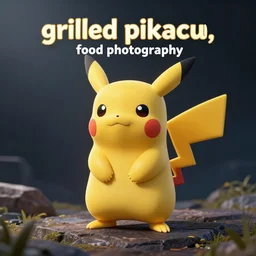 “grilled pikachu, food photography”
