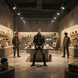 large fancy showroom for products. sharp focus, cinematic pose, cinematic lighting, unreal engine render. art by josan gonzales and moebius and deathburger.